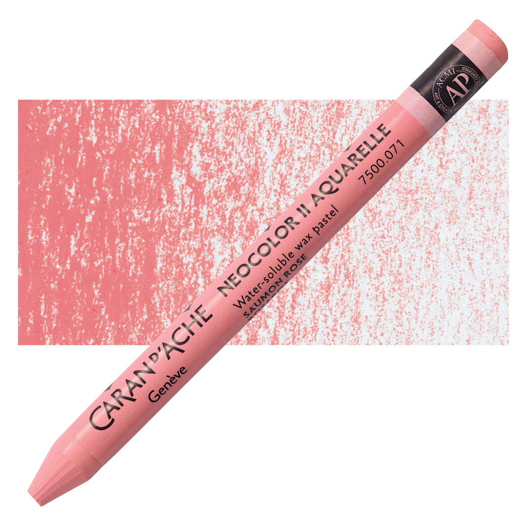 Open in modal - Caran d'Ache Neocolor II Aquarelle Artists' Pastel - Salmon Pink pastel and swatch
