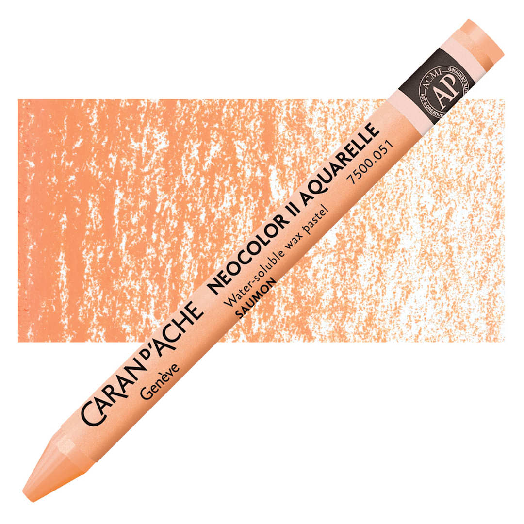 Open in modal - Caran d'Ache Neocolor II Aquarelle Artists' Pastel - Salmon pastel and swatch