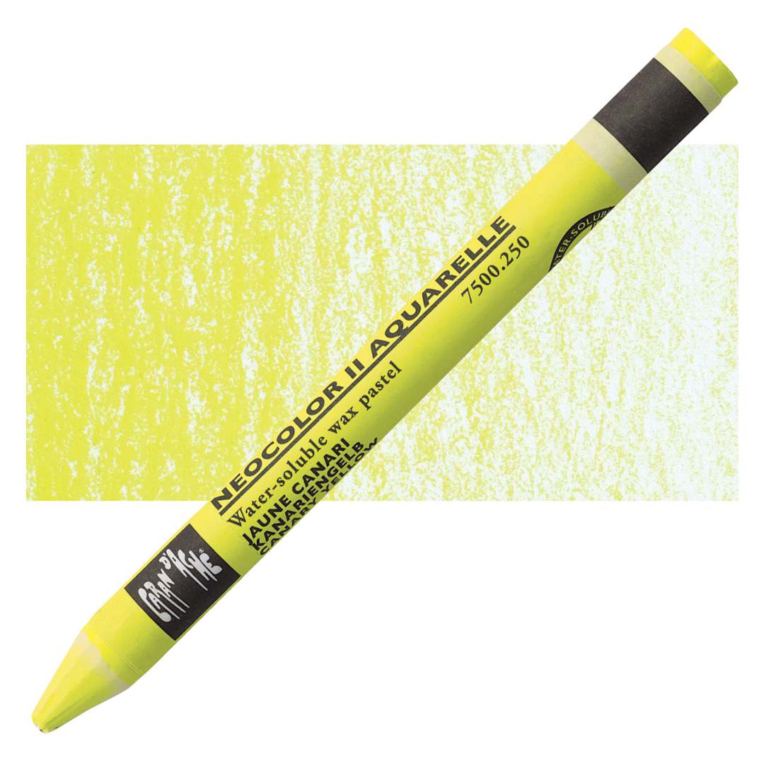 Open in modal - Caran d'Ache Neocolor II Aquarelle Artists' Pastel - Canary Yellow pastel and swatch