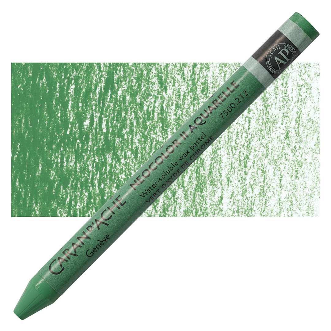 Open in modal - Caran d'Ache Neocolor II Aquarelle Artists' Pastel - Chromium Oxide Green pastel and swatch