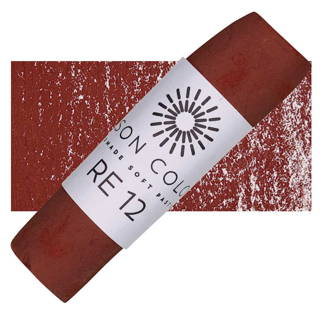 Open in modal - Unison Handmade Pastel - Red Earth 12 pastel and swatch