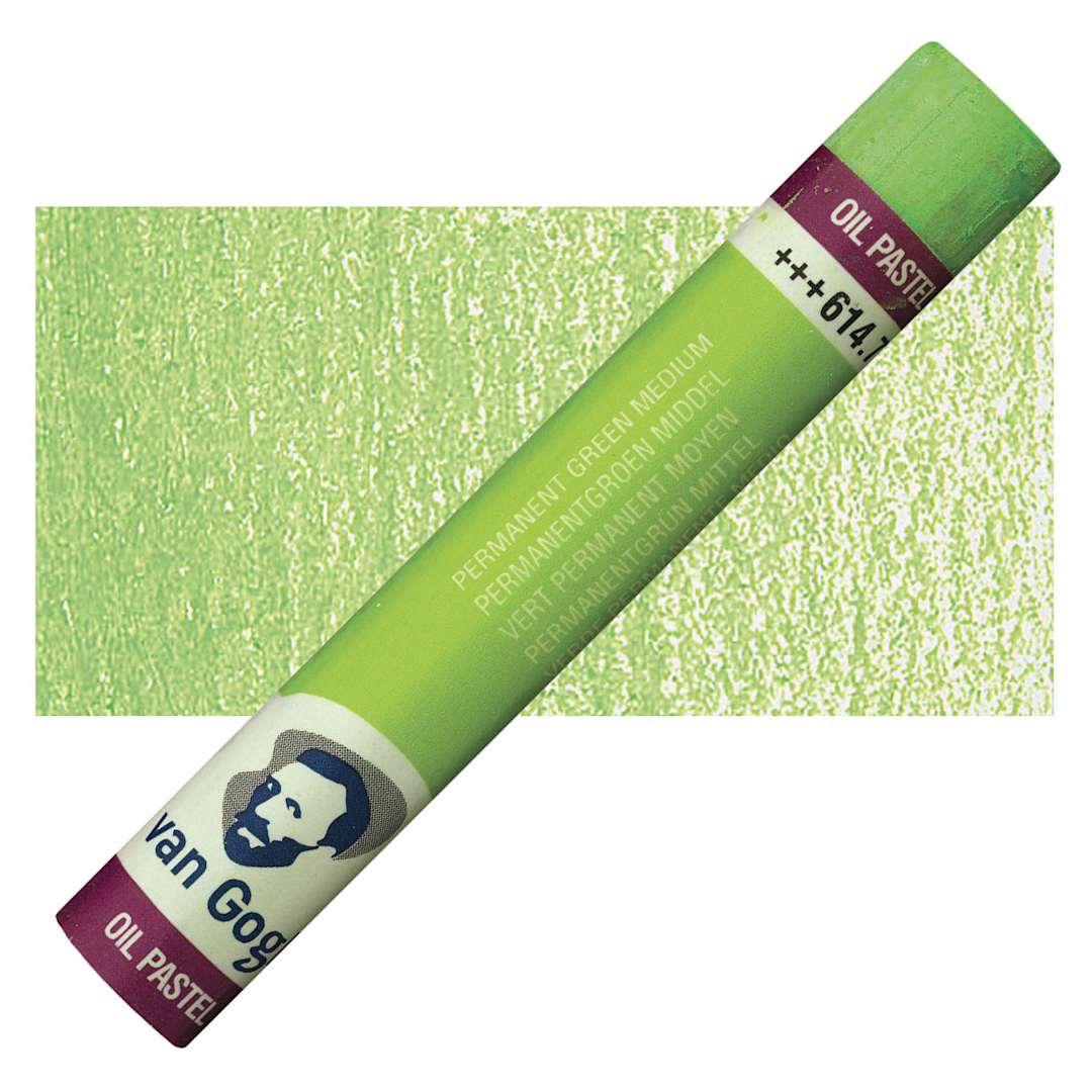 Open in modal - Van Gogh Oil Pastel - Permanent Green Medium 614.7 oil pastel and swatch