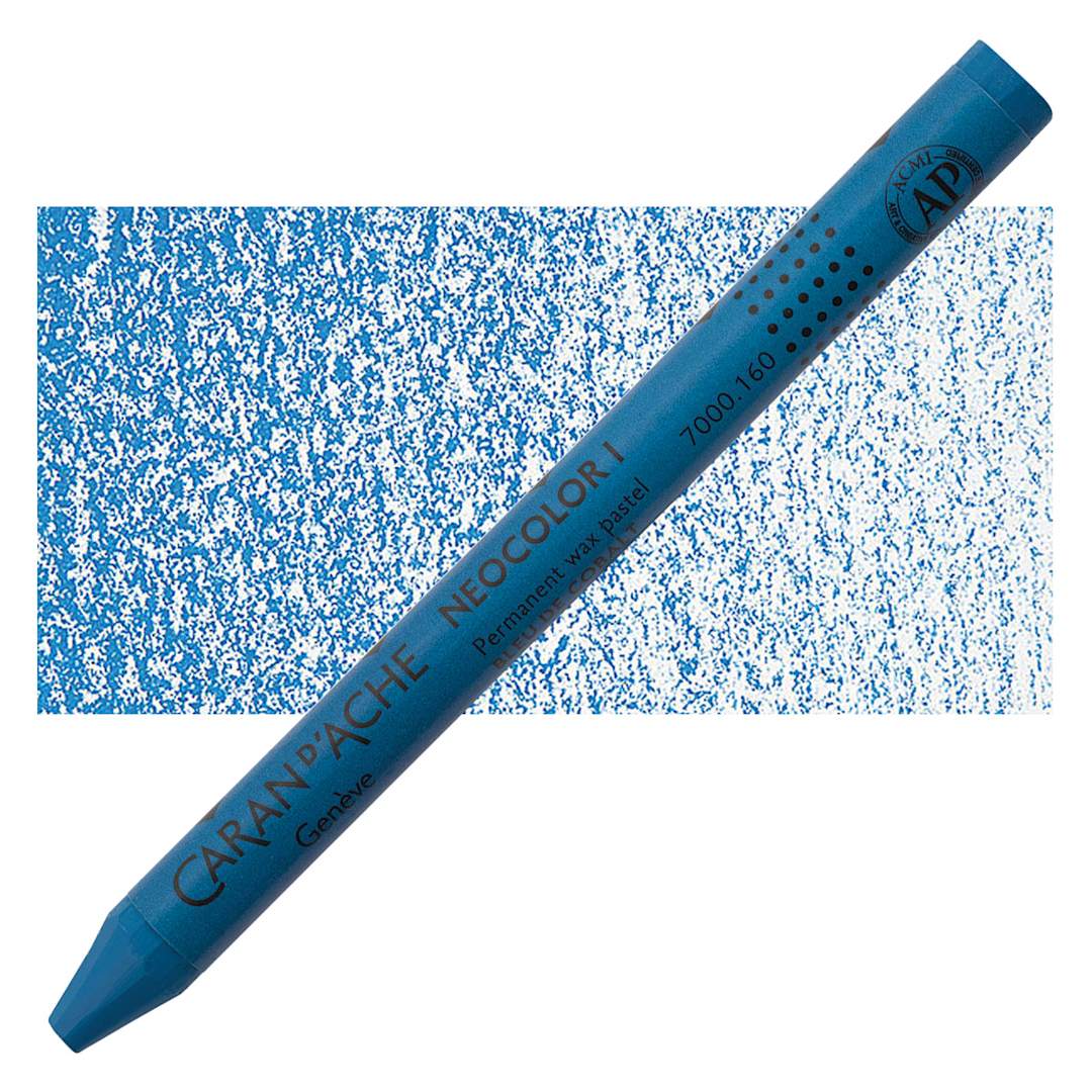 Open in modal - Caran d'Ache Neocolor I Wax Pastel - Cobalt Blue pastel and swatch