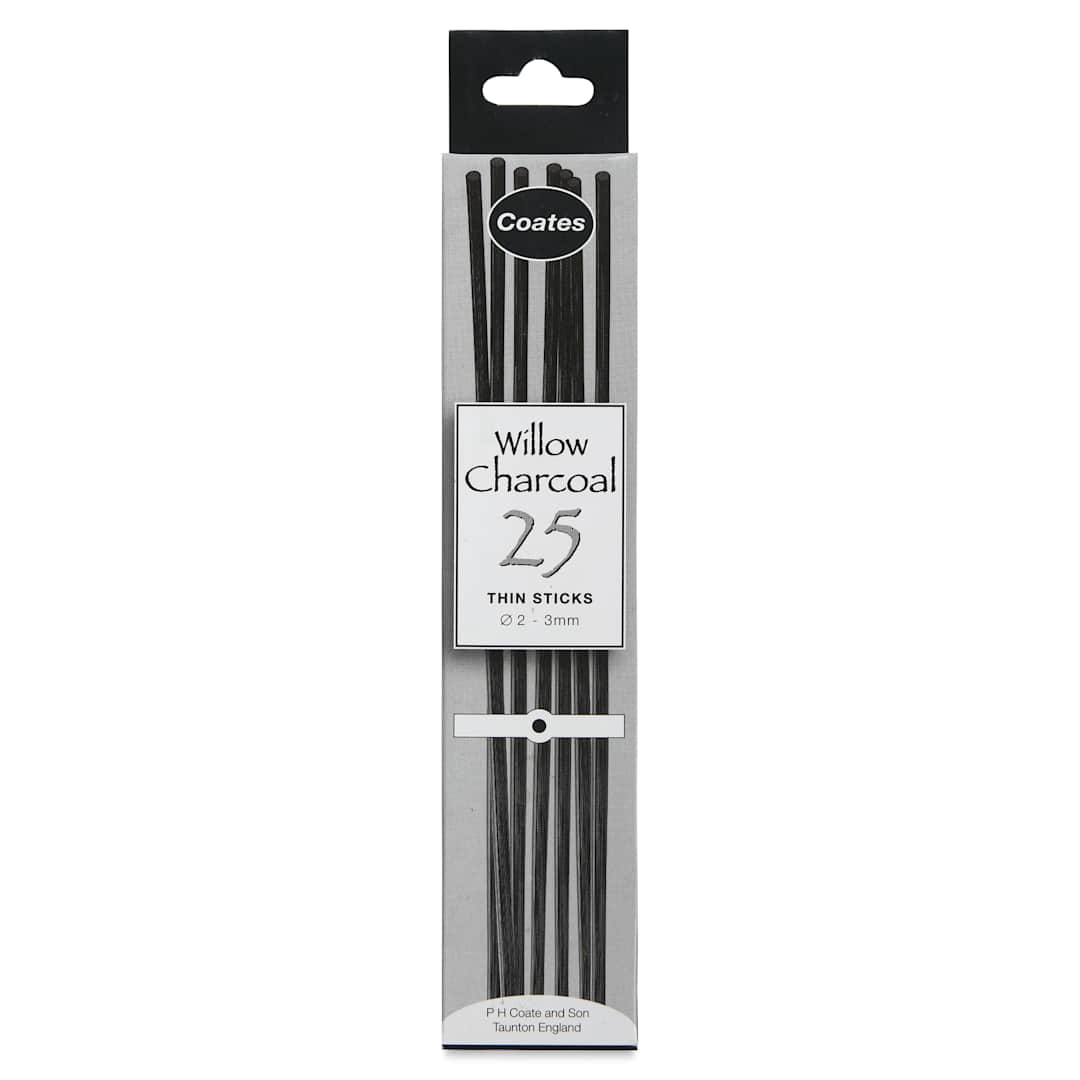 Open in modal - Coates Premium Artist's Willow Charcoal - Thin, Box of 25, front