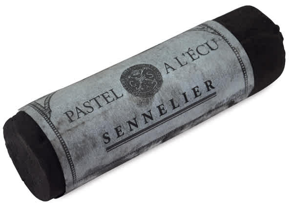 Open in modal - Sennelier Giant Soft Pastels - Ivory Black Pastel shown at angle