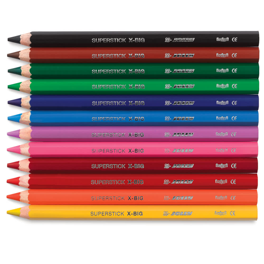 Open in modal - Jolly X-Big Colored Pencils - 12 colored pencils shown horizontally
