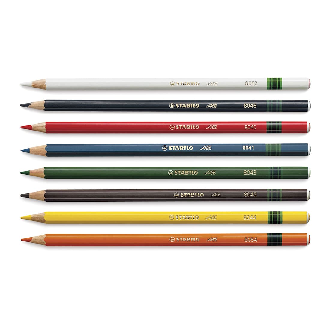 Open in modal - Stabilo All Colored Marking Pencils - 8 Colored Pencils shown horizontally
