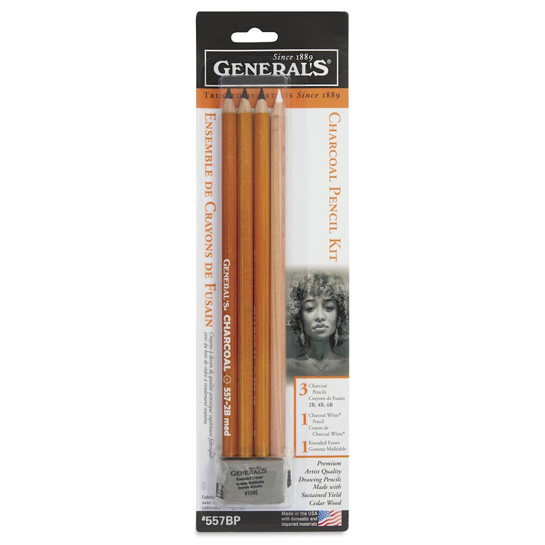Open in modal - General's Charcoal Pencils - Kit of 5. front of the packaging