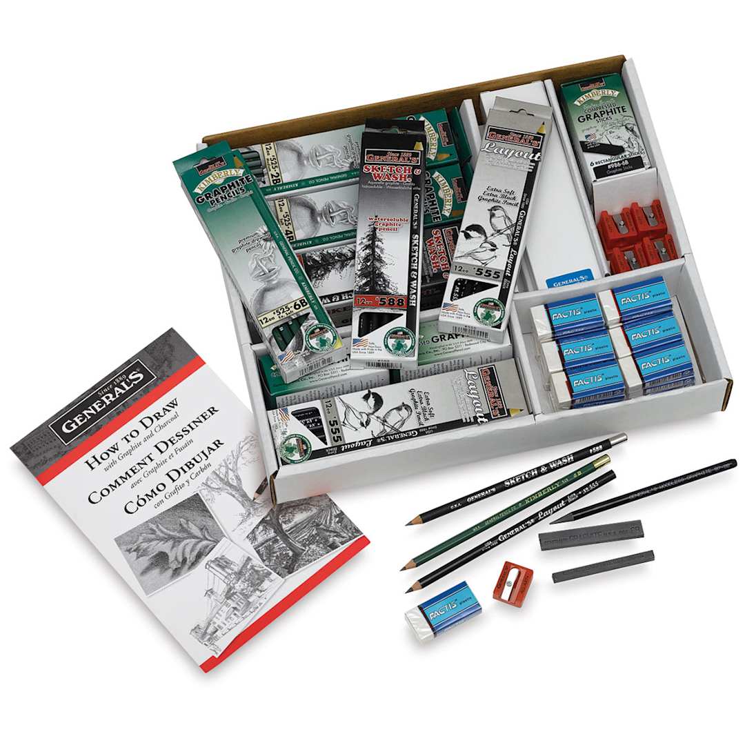 Open in modal - General's Kimberly Graphite Classroom Art Pack - Open package showing components 