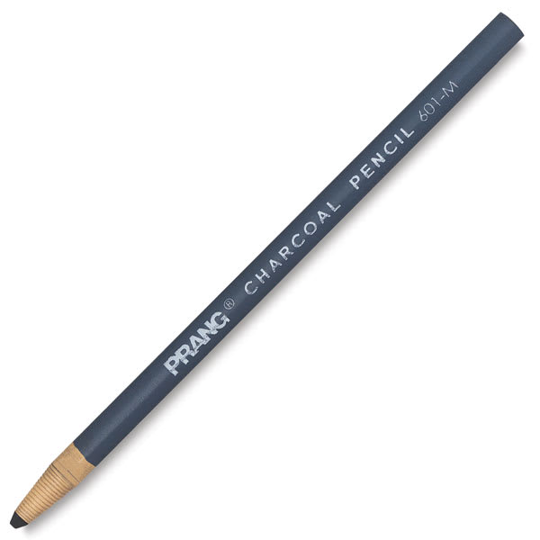 Open in modal - Prang Wrap Charcoal Pencils - Angled view of single Medium Charcoal pencil