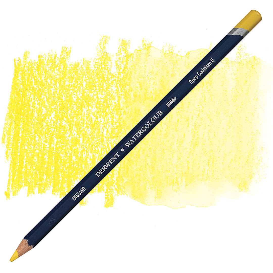 Open in modal - Derwent Watercolor Pencil - Deep Cadmium pencil and swatch