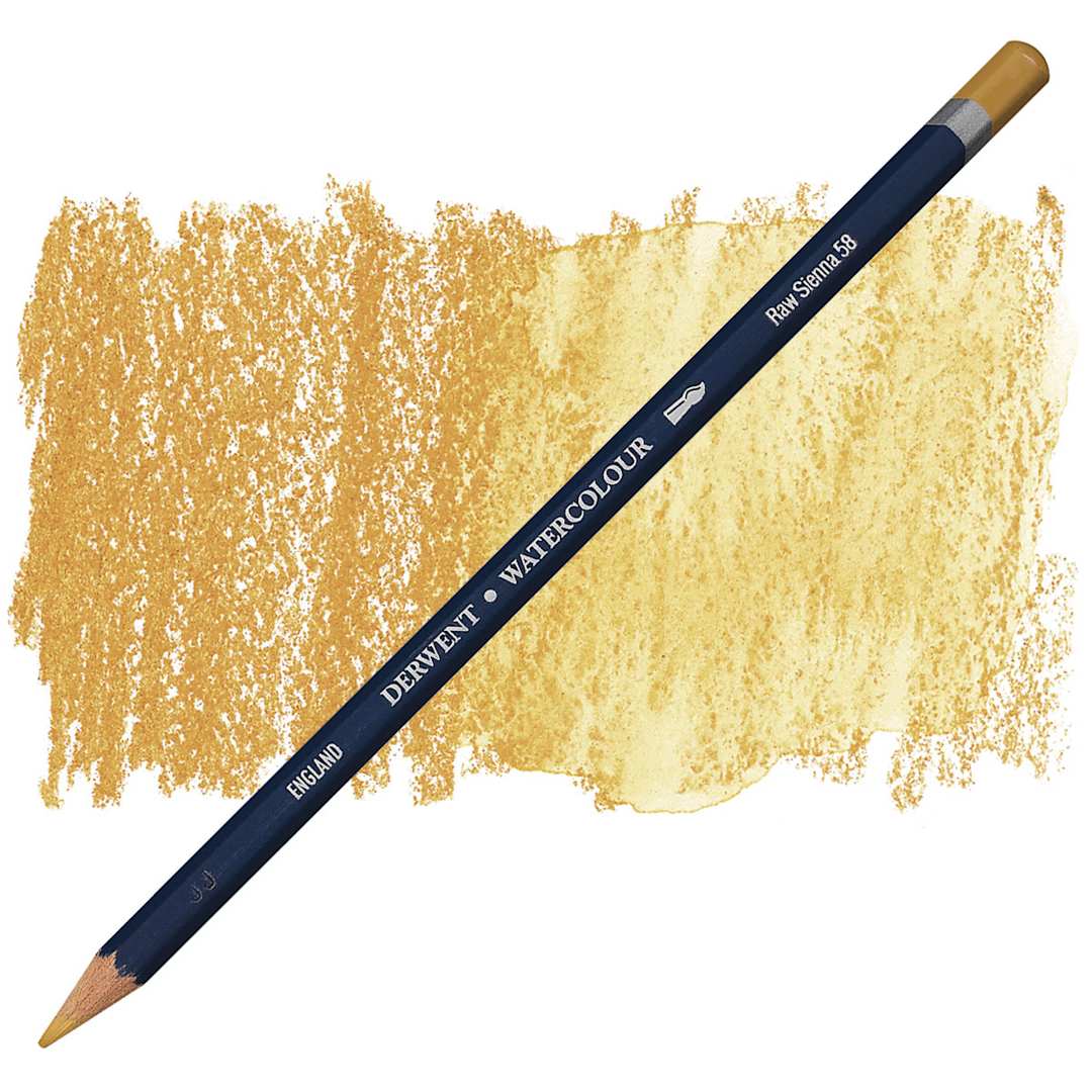 Open in modal - Derwent Watercolor Pencil - Raw Sienna pencil and swatch