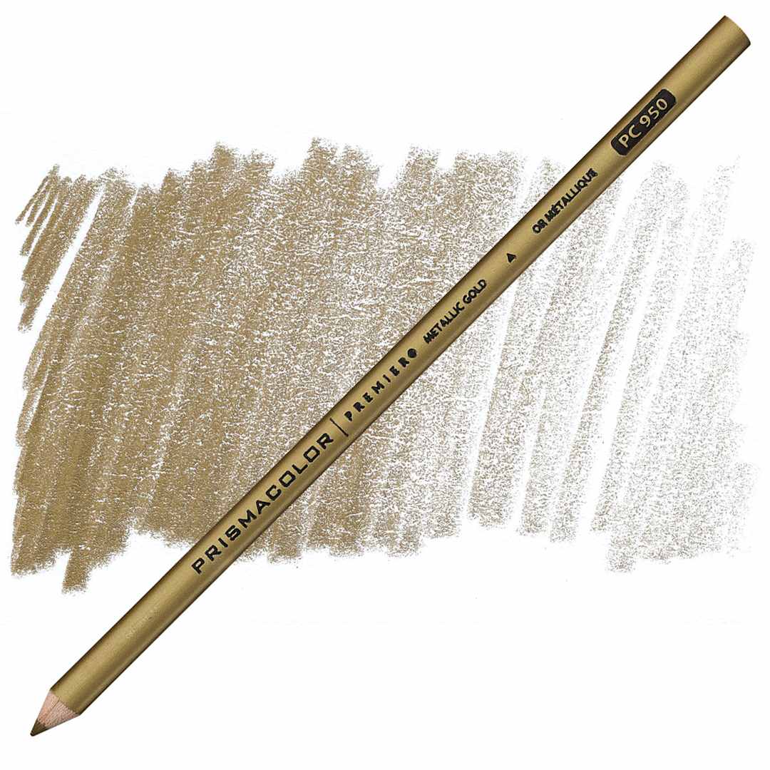 Open in modal - Prismacolor Premier Colored Pencil - Metallic Gold pencil and swatch