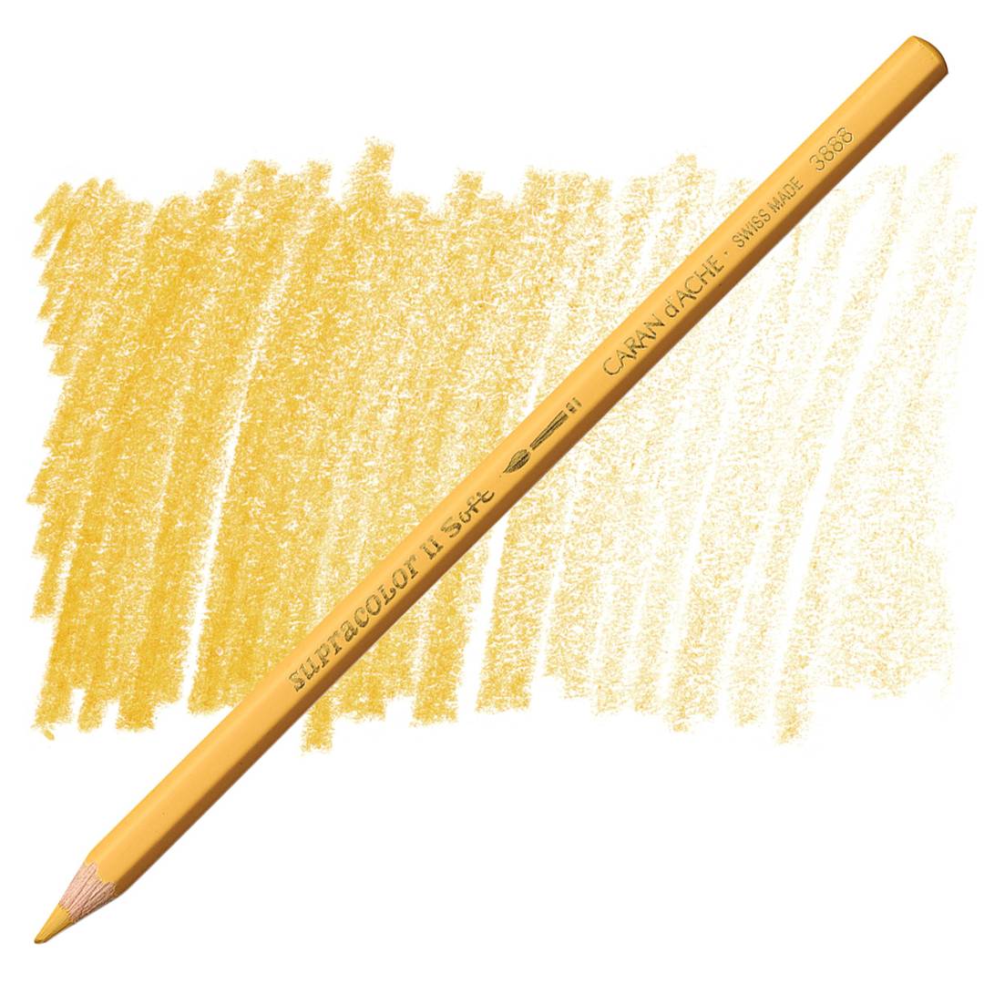 Open in modal - Caran d'Ache Supracolor Soft Aquarelle Pencil - Light Ochre pencil and swatch