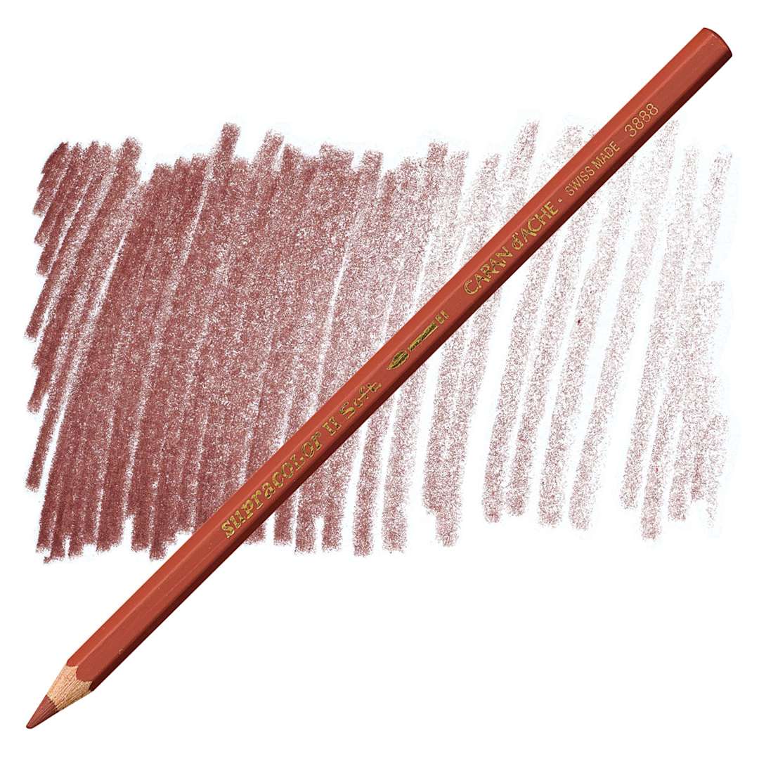 Open in modal - Caran d'Ache Supracolor Soft Aquarelle Pencil - Mahogany pencil and swatch