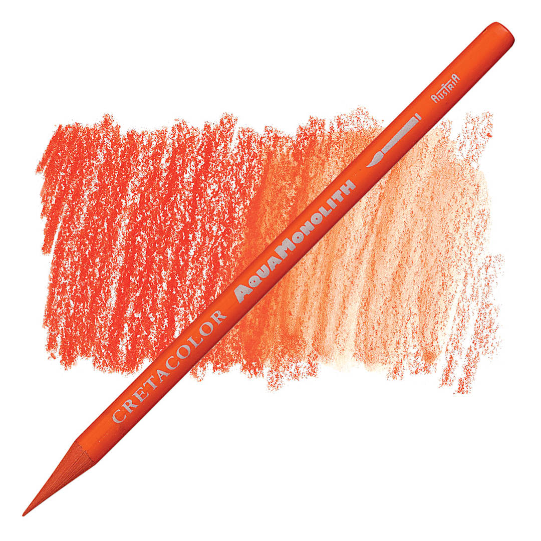 Open in modal - Cretacolor Aqua Monolith Woodless Watercolor Pencil - Permanent Red Light pencil and swatch