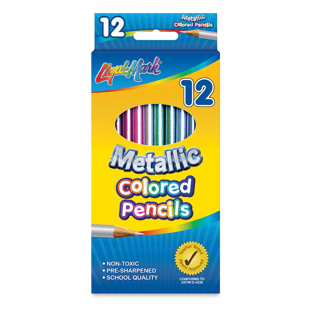 Open in modal - Liqui-Mark Metallic Colored Pencils - Front of package of 12 Metallic Pencils