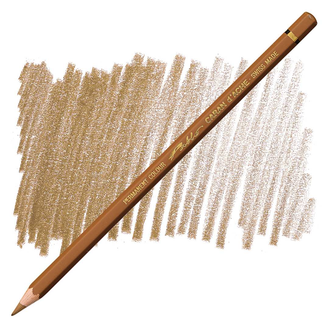 Open in modal - Caran d'Ache Pablo Colored Pencil - Brown Ochre pencil and swatch