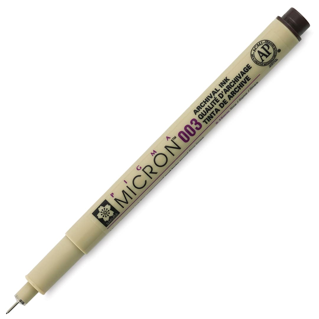 Open in modal - Sakura Pigma Micron Pen - Sepia, 003, cap off