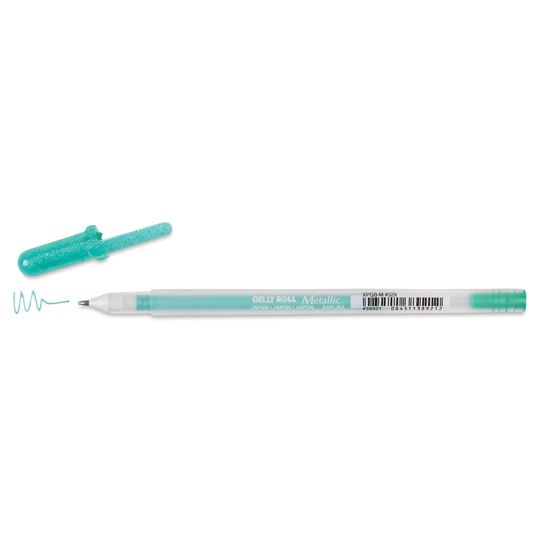 Open in modal - Sakura Gelly Roll Pen - Metallic Green, Medium Point, cap off