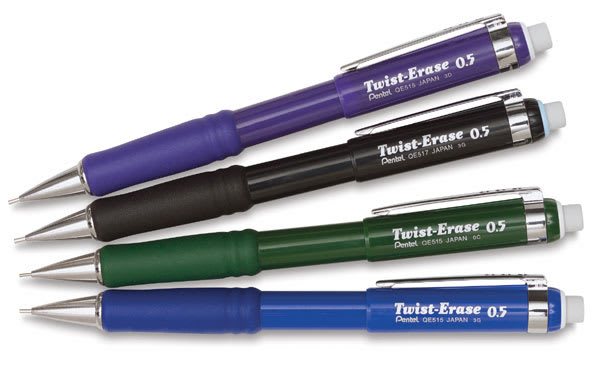 Open in modal - Pentel Twist-Erase Pencil - 4 pencils shown horizontally
