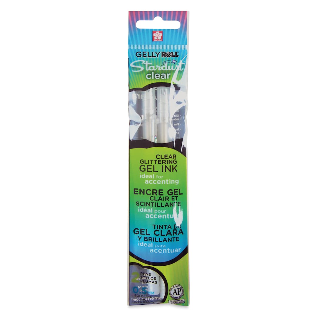 Open in modal - Sakura Gelly Roll Stardust Pens - Clear, Pkg of 2, front of package
