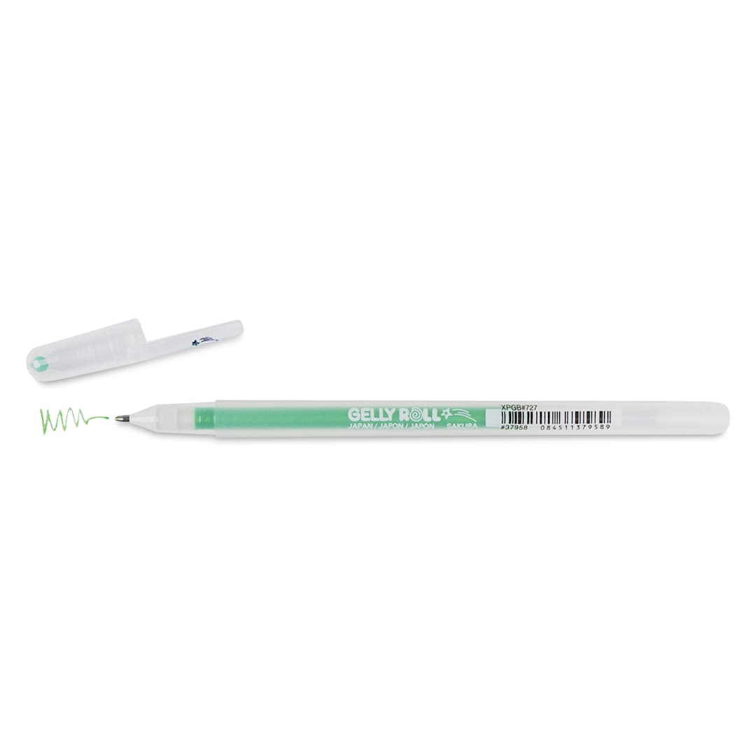 Open in modal - Sakura Gelly Roll Stardust Pen - Lime, 0.5 mm, cap off
