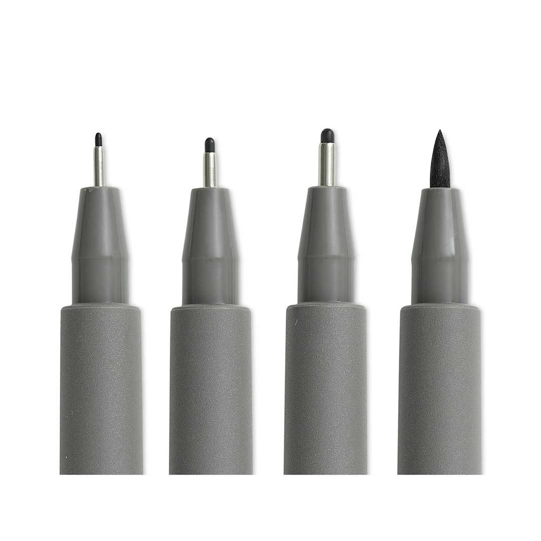 Open in modal - Faber-Castell Pitt Artist Pens- Warm Grey IV, Set of 4, Assorted Nibs (close-up of nibs)