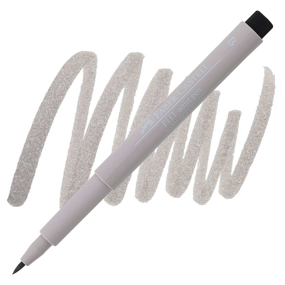 Open in modal - Faber-Castell Pitt Artist Pen - Warm Gray III, Brush Nib pen and swatch