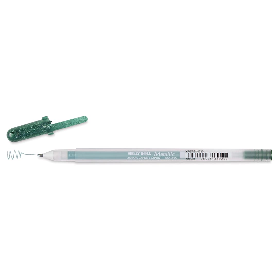 Open in modal - Sakura Gelly Roll Pen - Metallic Hunter Green, Medium Tip, cap off