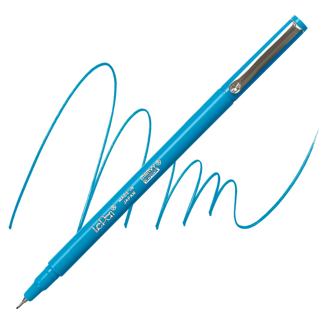 Open in modal - Marvy Uchida LePen Fine Line Marker - Light Blue marker and swatch
