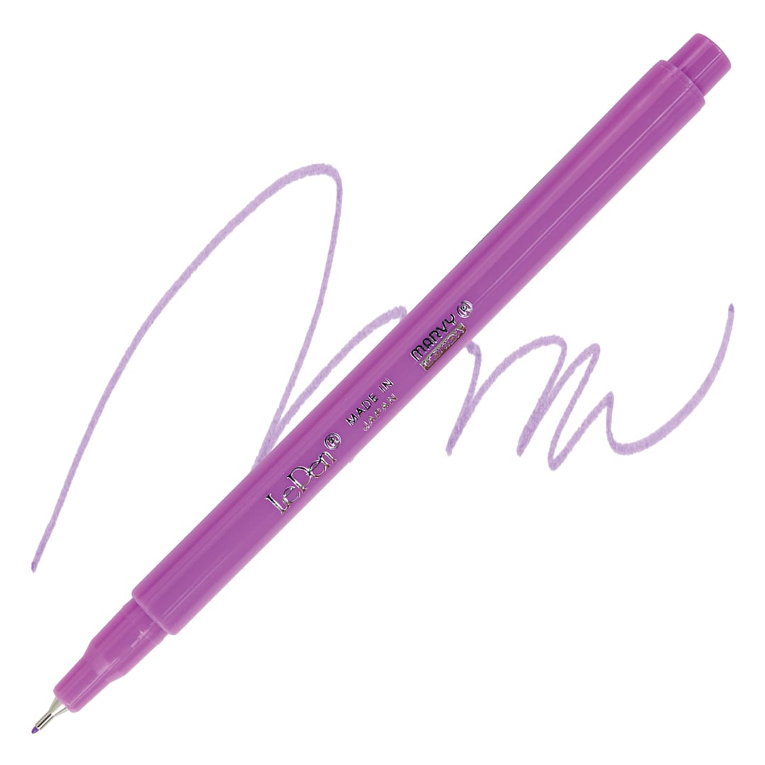 Open in modal - Marvy Uchida LePen Fine Line Marker - Fluorescent Violet, pen and swatch