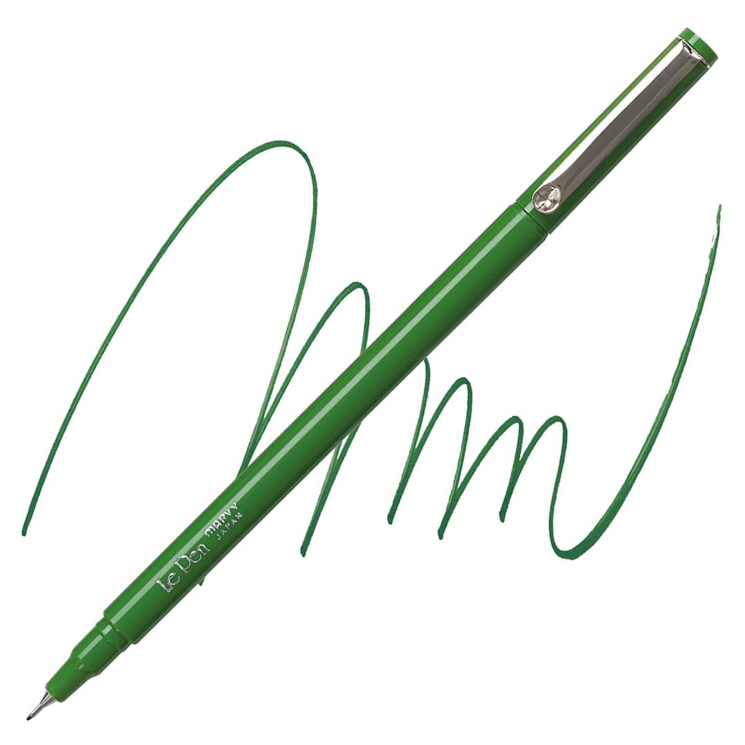 Open in modal - Marvy Uchida LePen Fine Line Marker - Olive Green marker and swatch