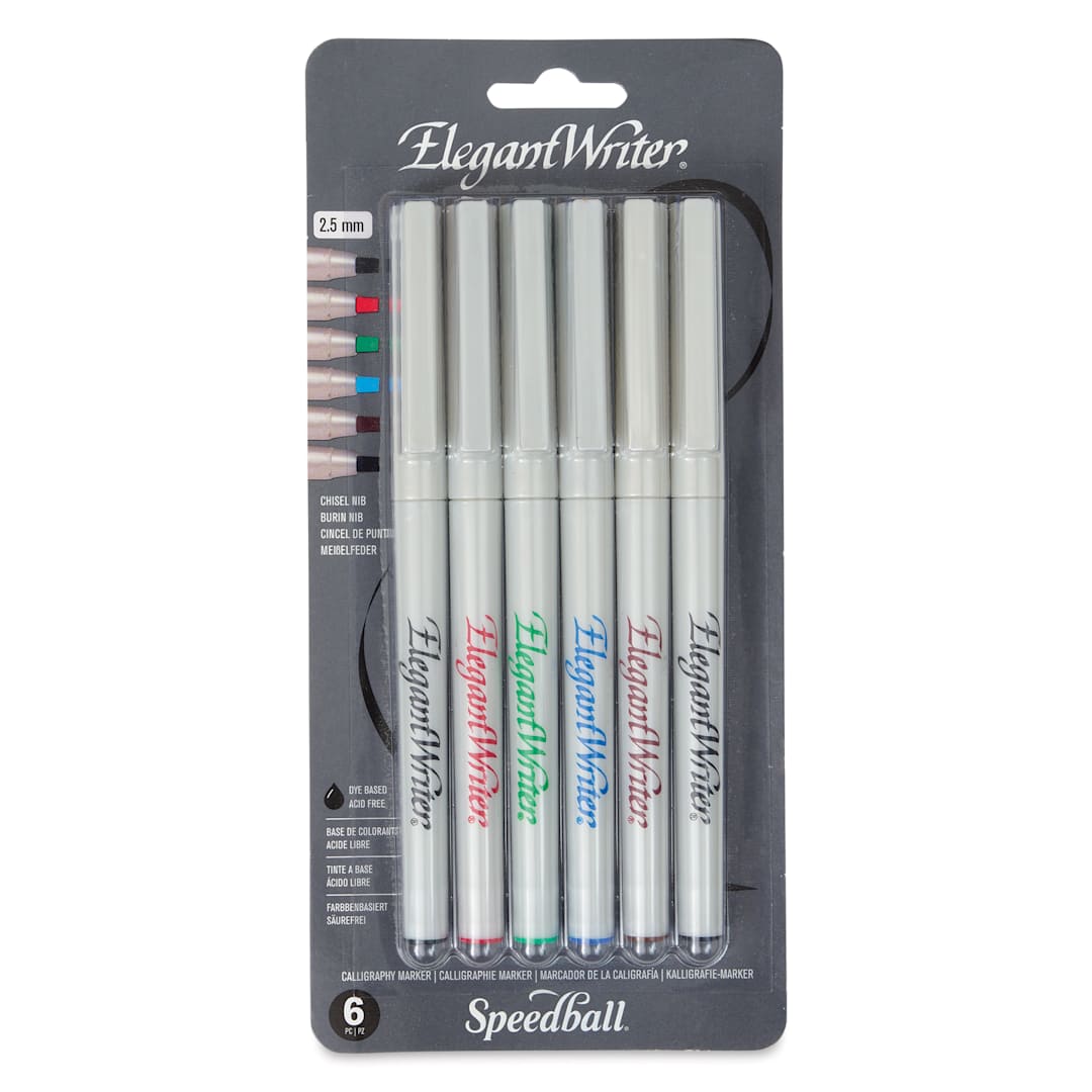 Open in modal - Speedball Elegant Writer Calligraphy Markers - Assorted Colors, Set of 6, front of the packaging