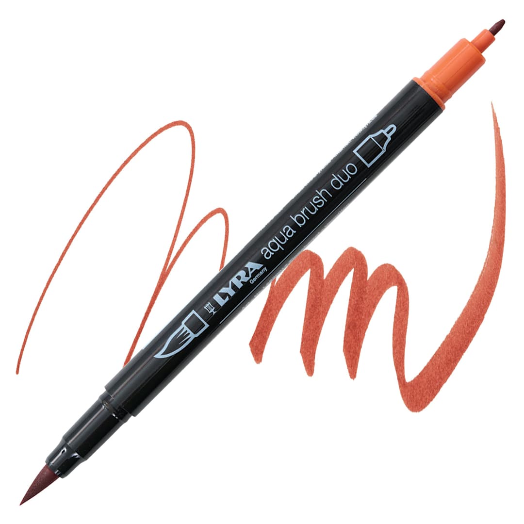 Open in modal - Lyra Aqua Brush Duo Marker - Vermilion 017 marker and swatch