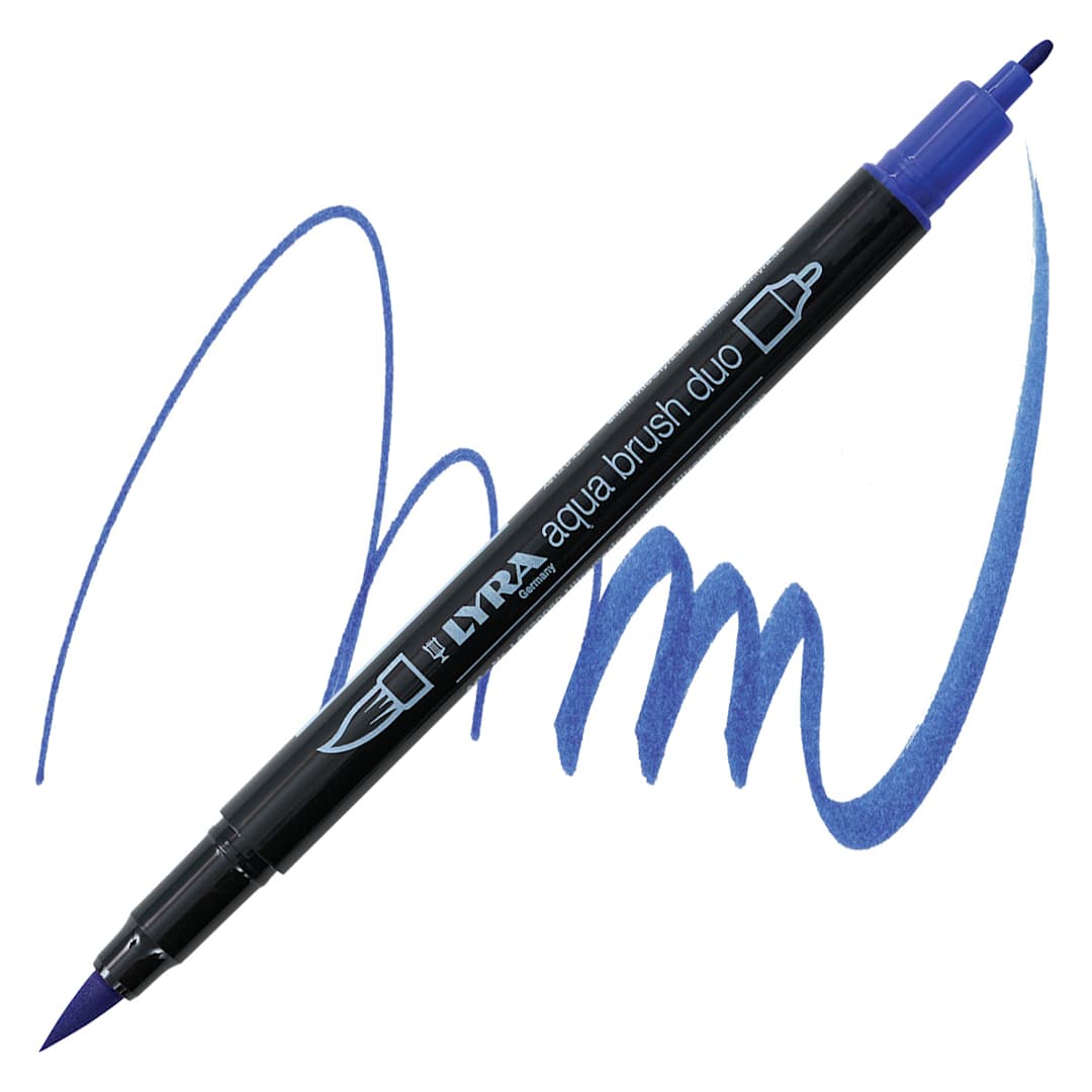 Open in modal - Lyra Aqua Brush Duo Marker - Ultramarine Deep 050 marker and swatch