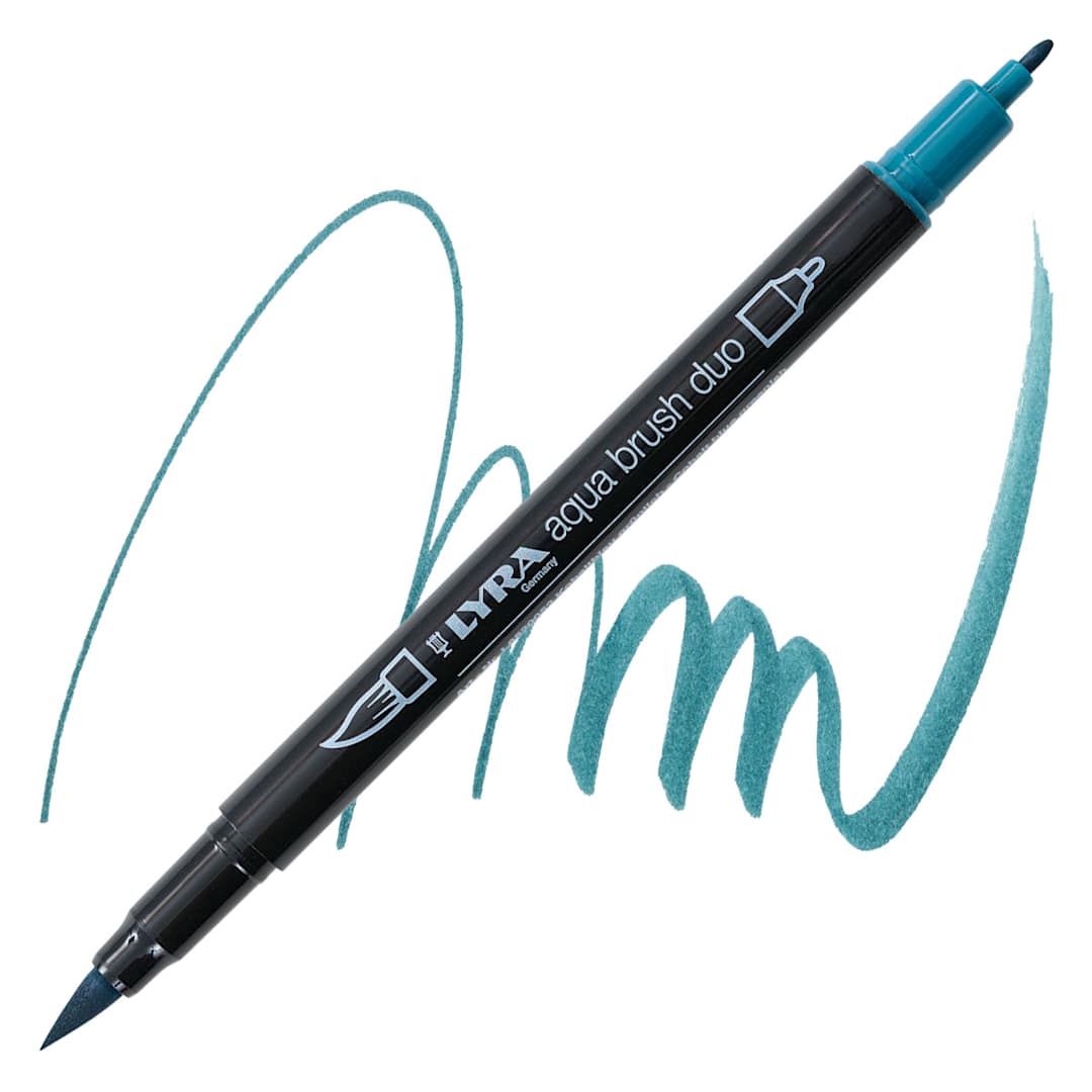 Open in modal - Lyra Aqua Brush Duo Marker - Cobalt Blue Greenish 052 marker and swatch