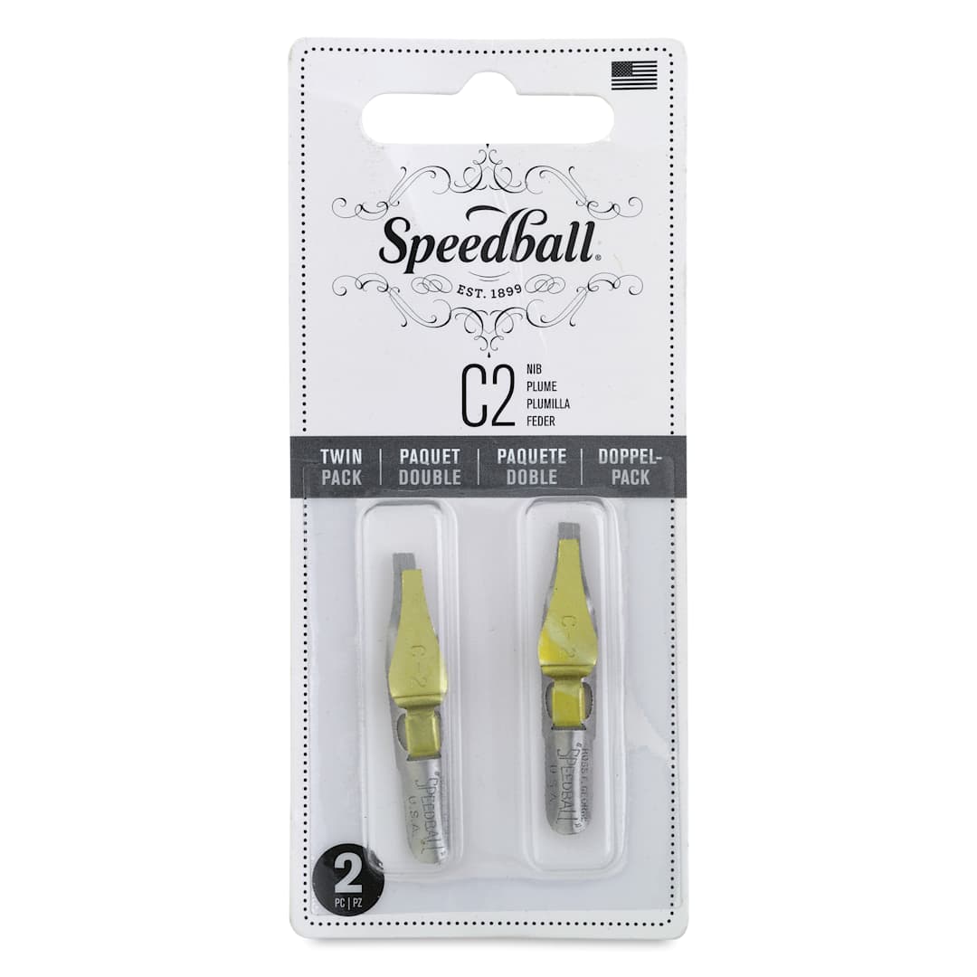 Open in modal - Speedball Broad Edge C-Series Flat Calligraphy Nibs - C2, Pkg of 2, front of the packaging