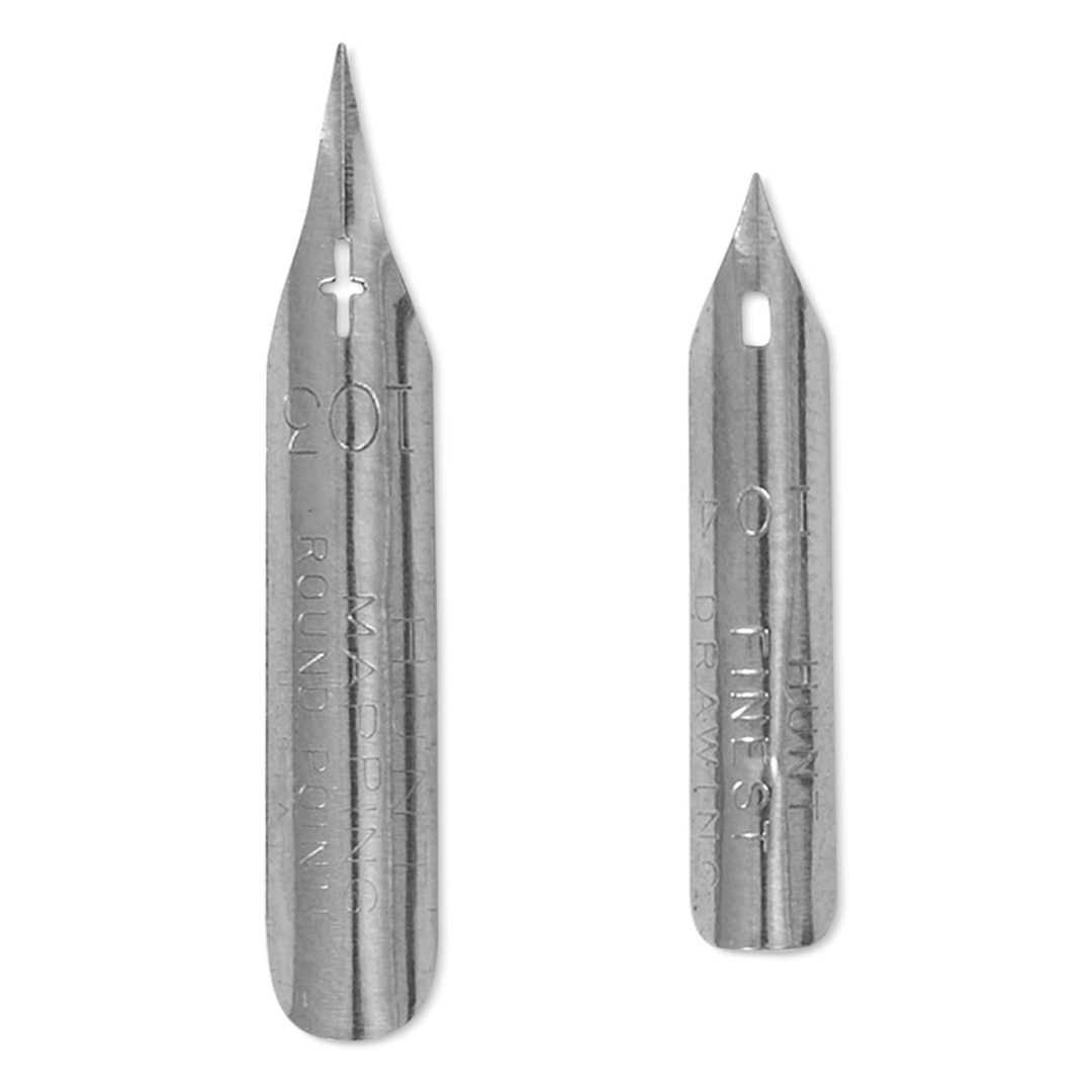 Open in modal - Speedball Hunt Fine Point Pen Nib - #103 Mapping Round Pointed and #104 Finest Drawing, out of pack