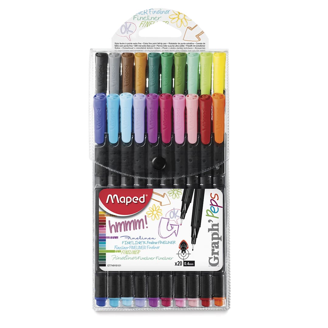 Open in modal - Maped Graph'Peps Fineliner Pen Sets - Front of clear package of Set of 20