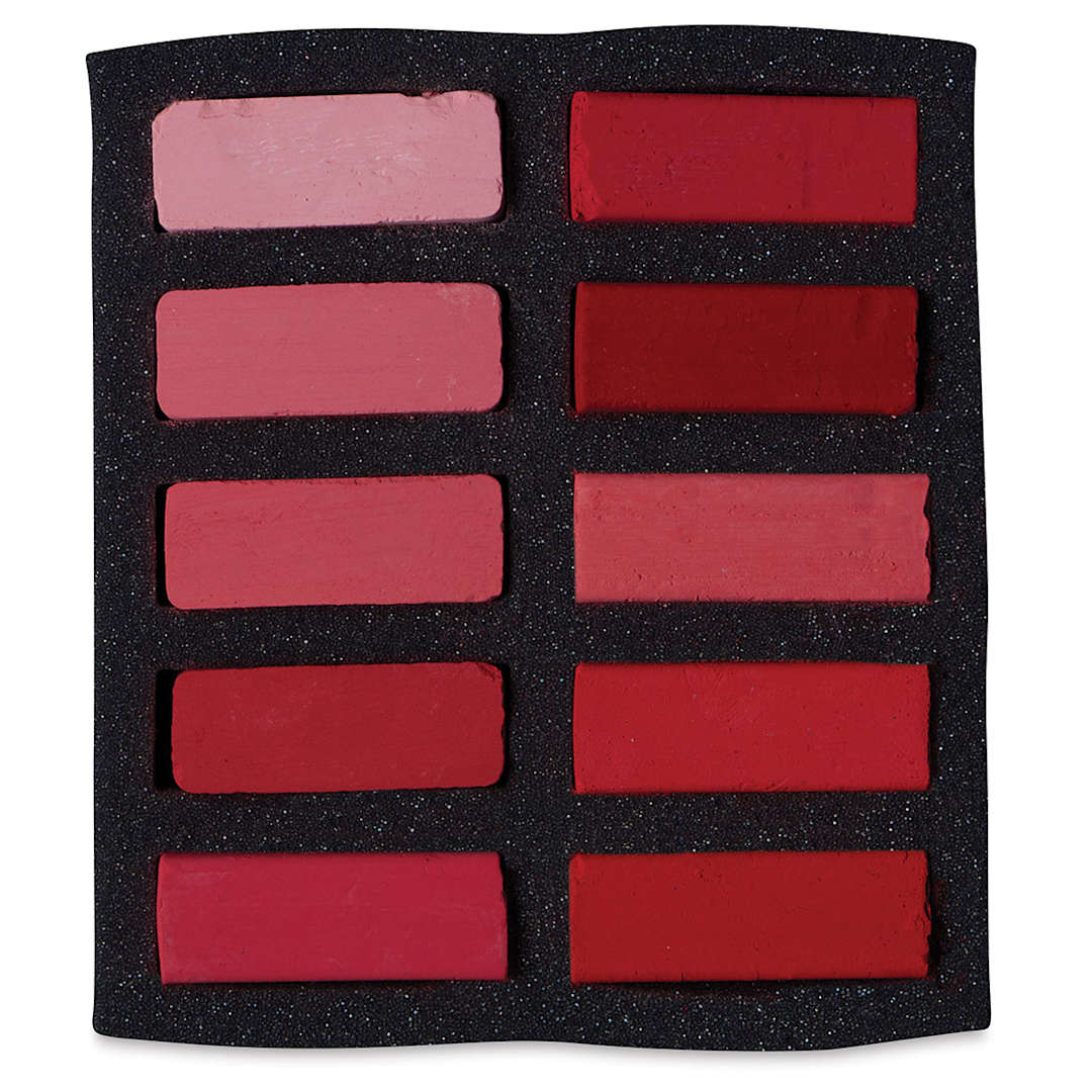 Open in modal - Art Spectrum Extra Soft Square Pastel - Reds Set of 10 shown in tray