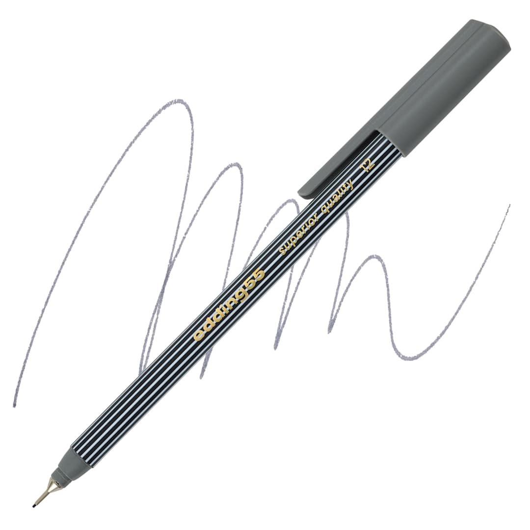 Open in modal - Edding 55 Fineliner Pen - Grey, 0.3mm pen and swatch