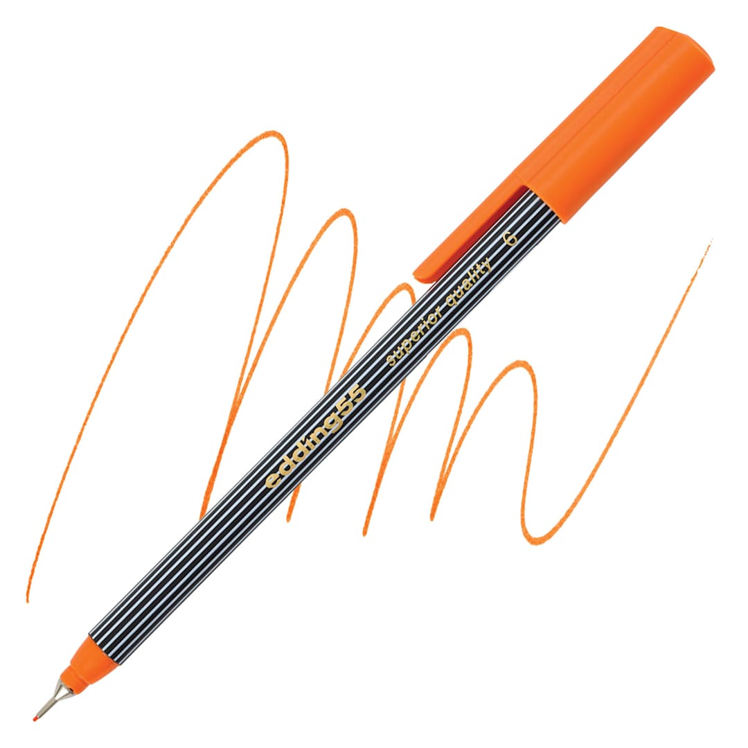 Open in modal - Edding 55 Fineliner Pen - Orange, 0.3mm pen and swatch