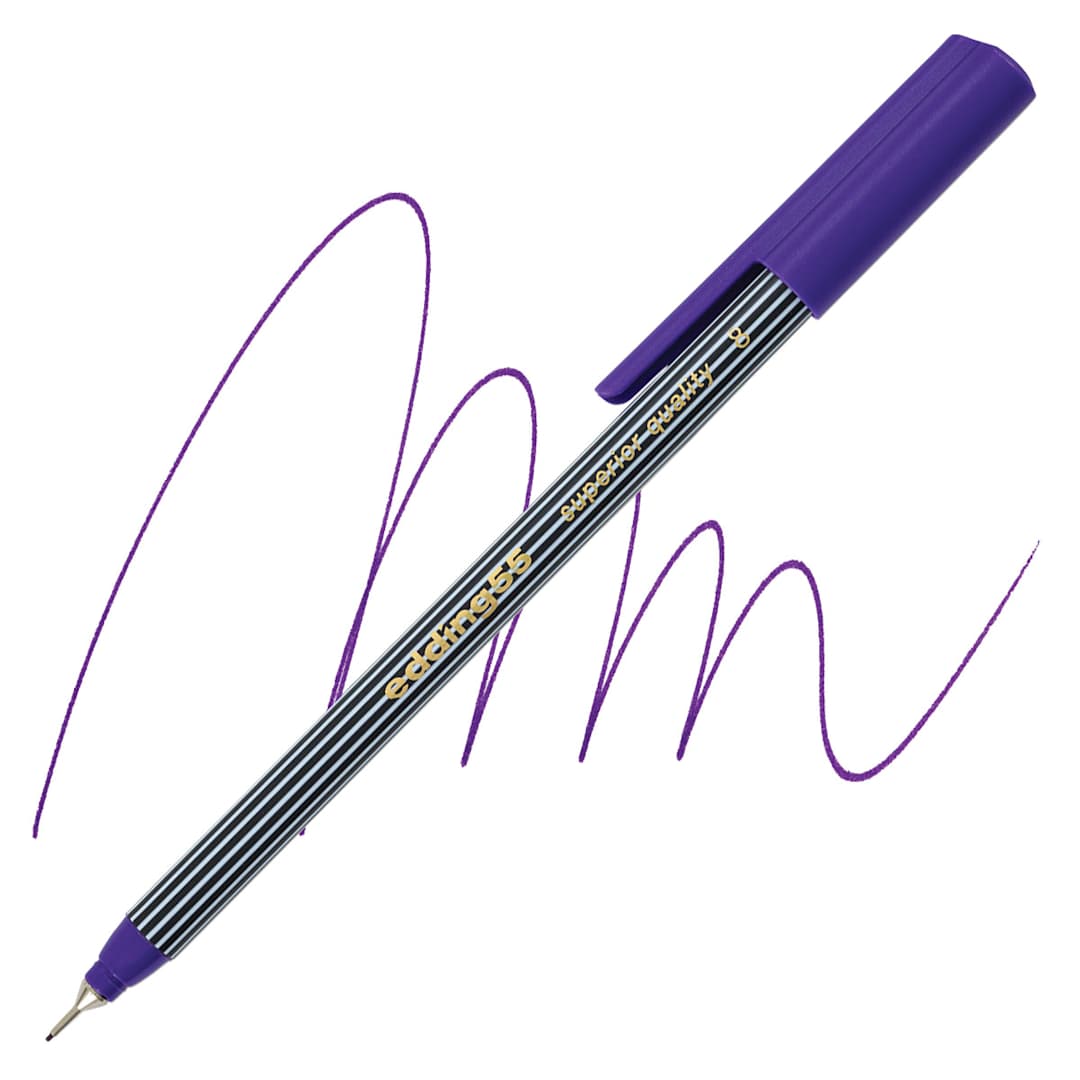 Open in modal - Edding 55 Fineliner Pen - Violet, 0.3mm pen and swatch