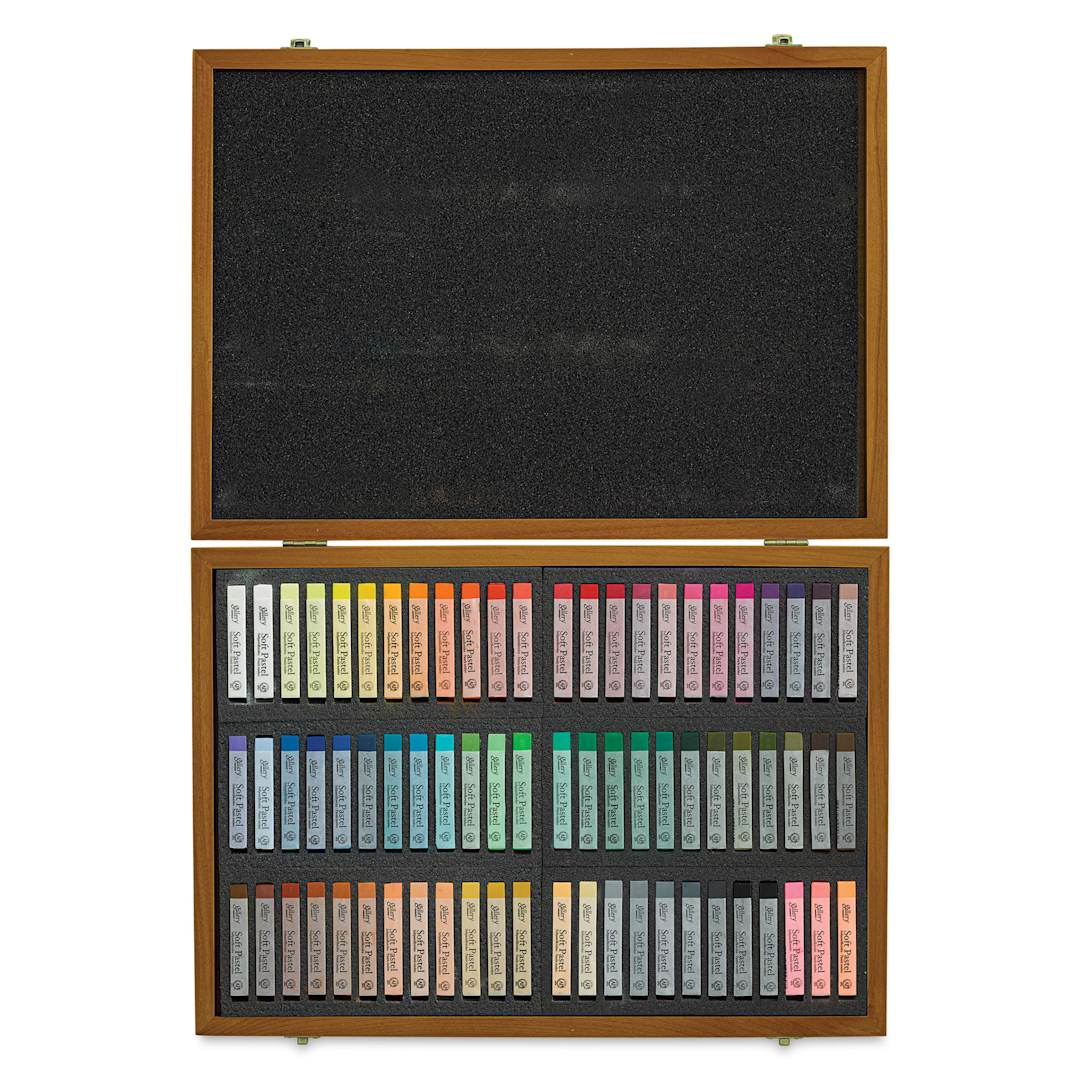 Open in modal - Mungyo Gallery Artists' Soft Pastels - Set of 72, Wooden Box (contents top view)