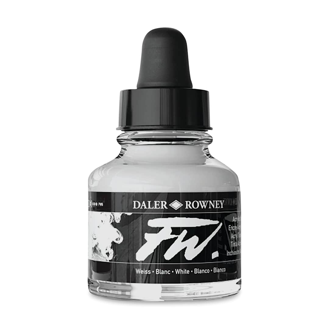 Open in modal - Daler-Rowney FW Acrylic Water-Resistant Artists Ink - 1 oz, White