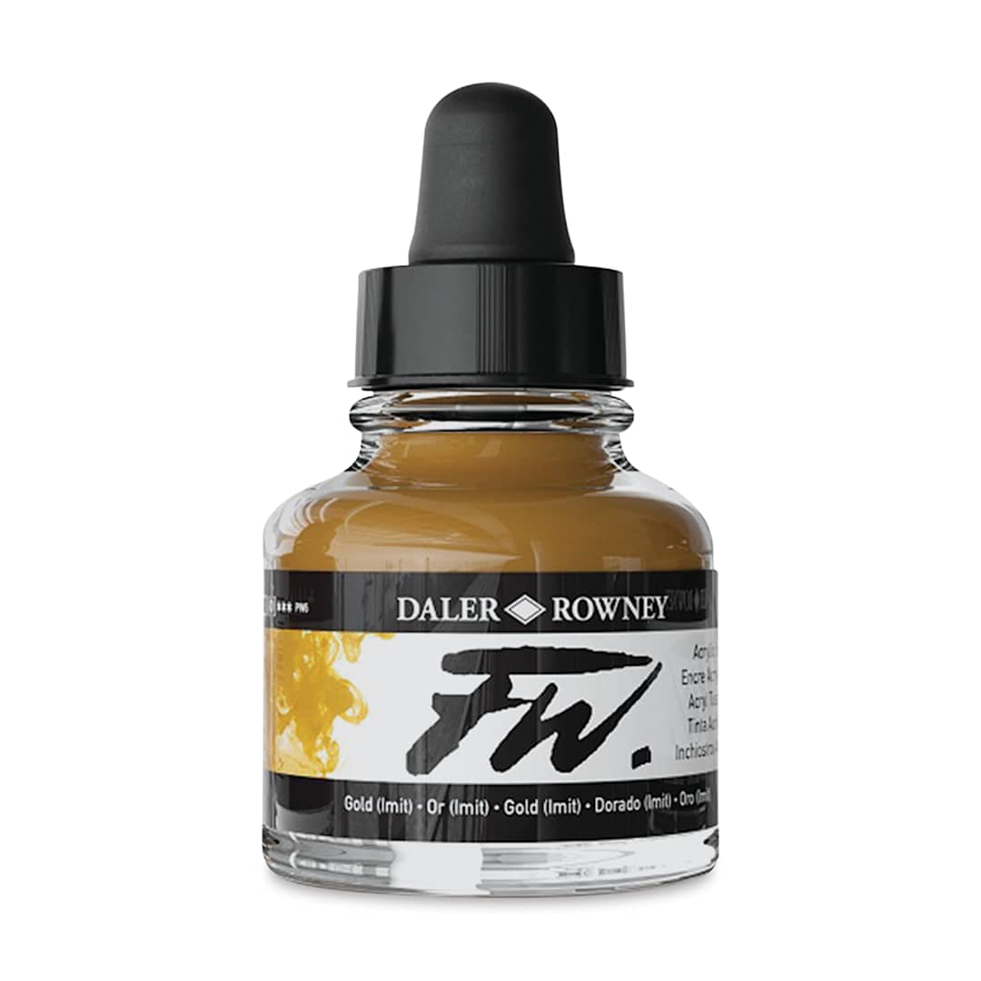 Open in modal - Daler-Rowney FW Acrylic Water-Resistant Artists Ink - 1 oz, Gold