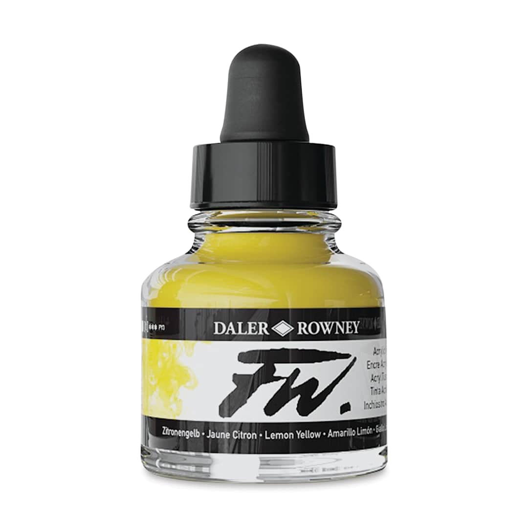 Open in modal - Daler-Rowney FW Acrylic Water-Resistant Artists Ink - 1 oz, Lemon Yellow