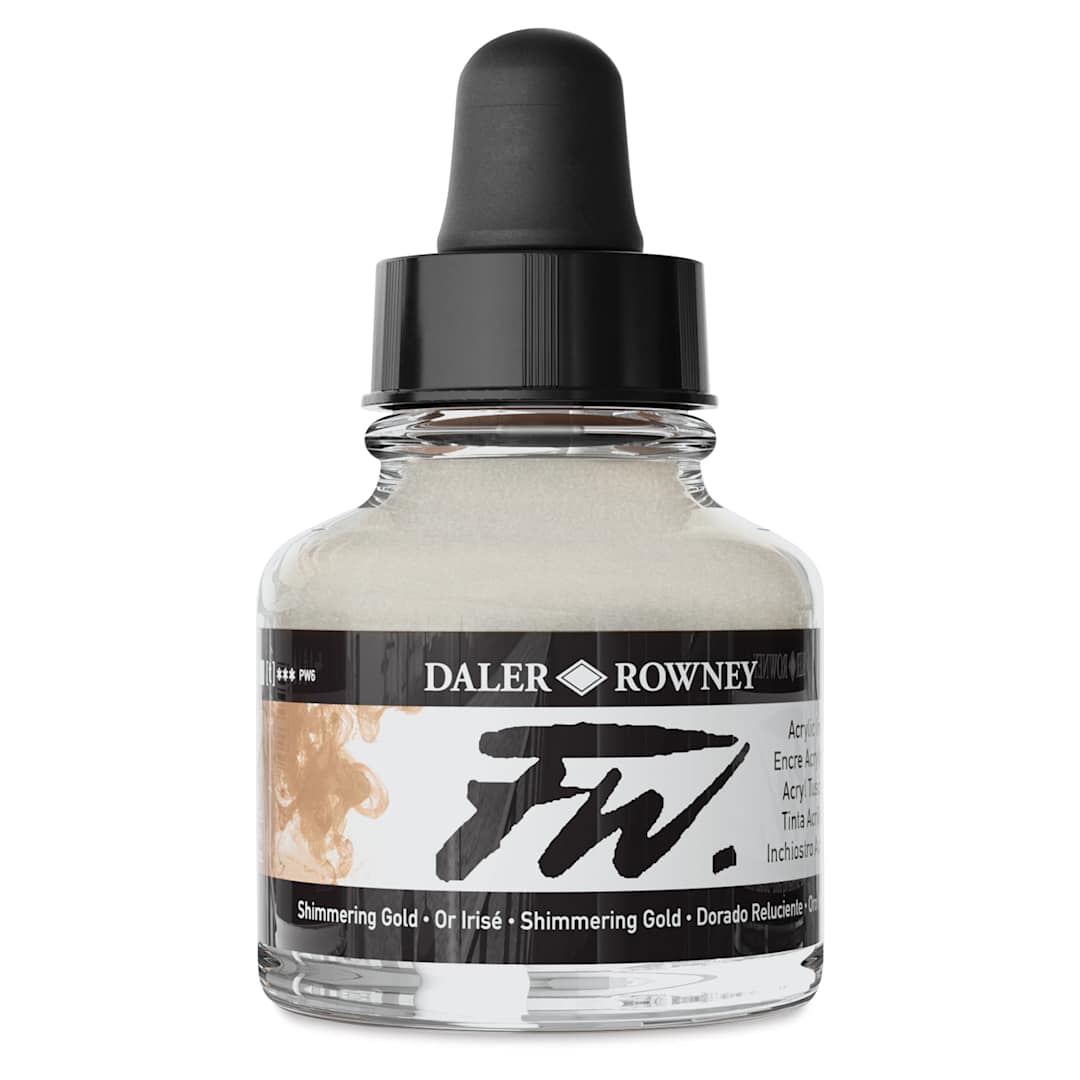 Open in modal - Daler-Rowney FW Acrylic Water-Resistant Artists Ink - 1 oz, Shimmering Gold
