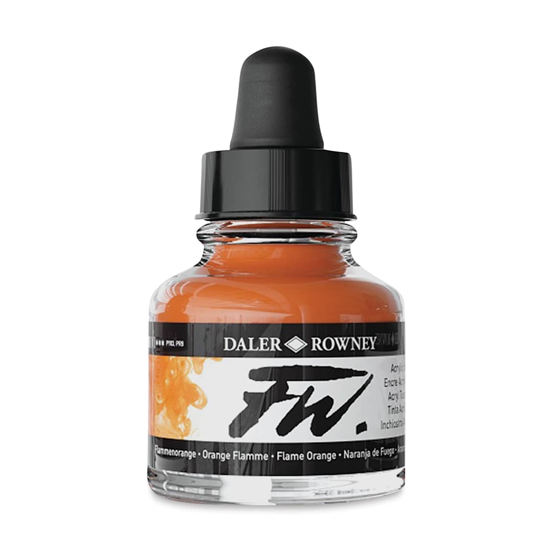 Open in modal - Daler-Rowney FW Acrylic Water-Resistant Artists Ink - 1 oz, Flame Orange
